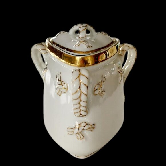 Antique Haviland Limoges Rope Handle Triangle Sugar Bowl 1879-1889 - Picture 1 of 7